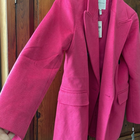 NWT AVEC LE FILLES DOUBLE BREASTED HOT PINK WOOL “FEEL” COAT. SIZE M. - Picture 6 of 16